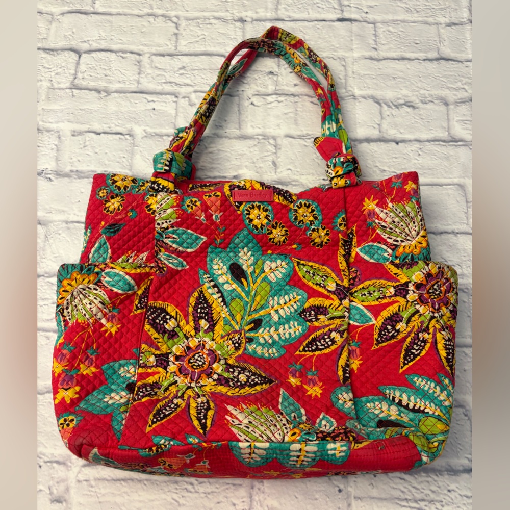 Vera Bradley Red and Green Floral Tote